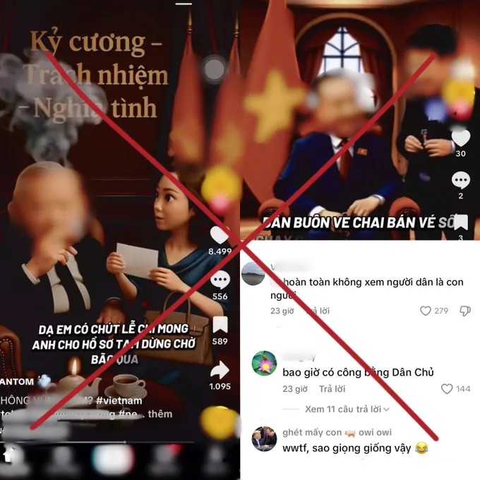 Nhiều tài khoản mạng xã hội đăng tải các clip nhái giọng nói của các đồng chí lãnh đạo Đảng, Nhà nước (Ảnh SGGPP